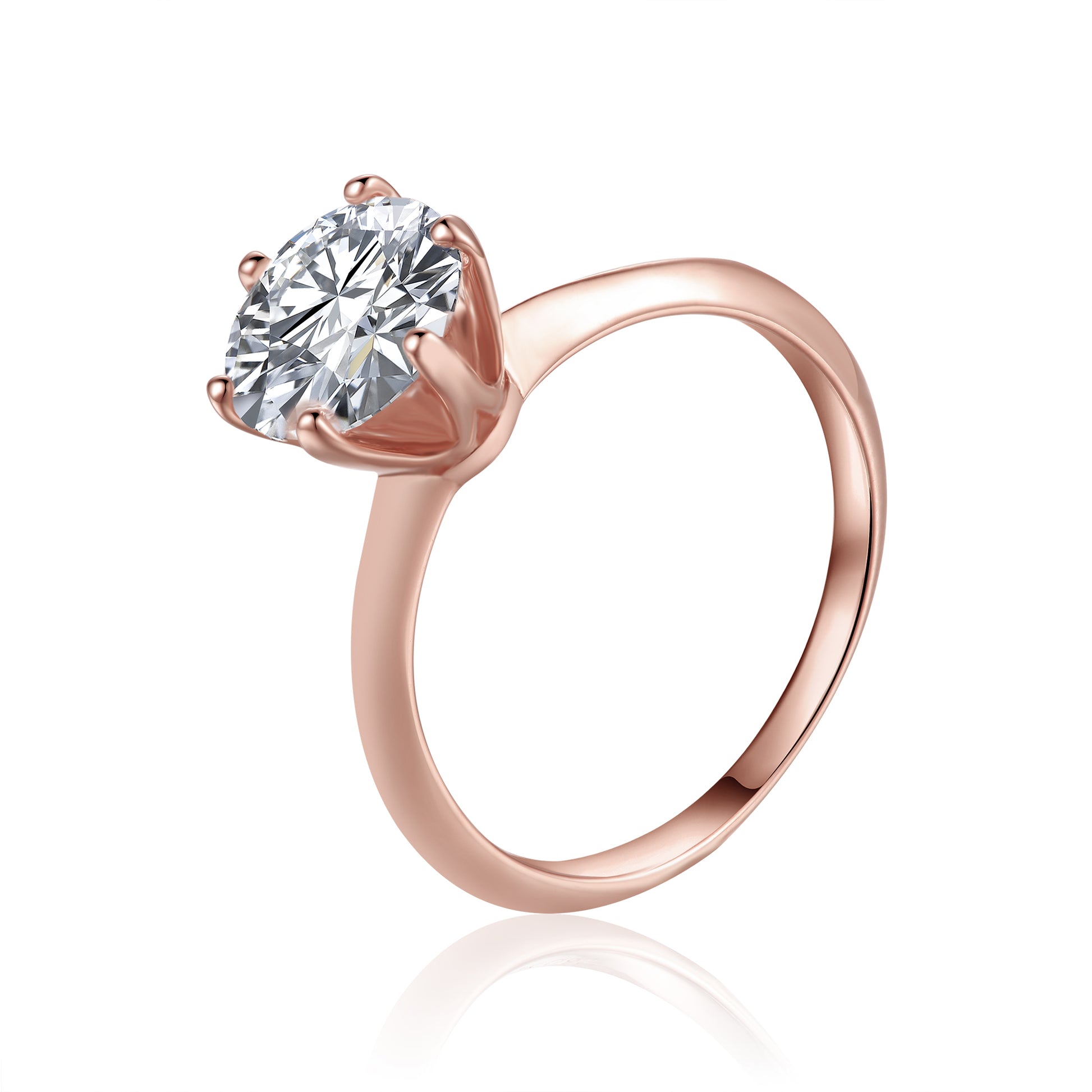 Aletté Winckler - Solitaire Tiffany 6 Claw Setting 3.00ct Moissanite Engagement Ring Set 9ct Rose Gold