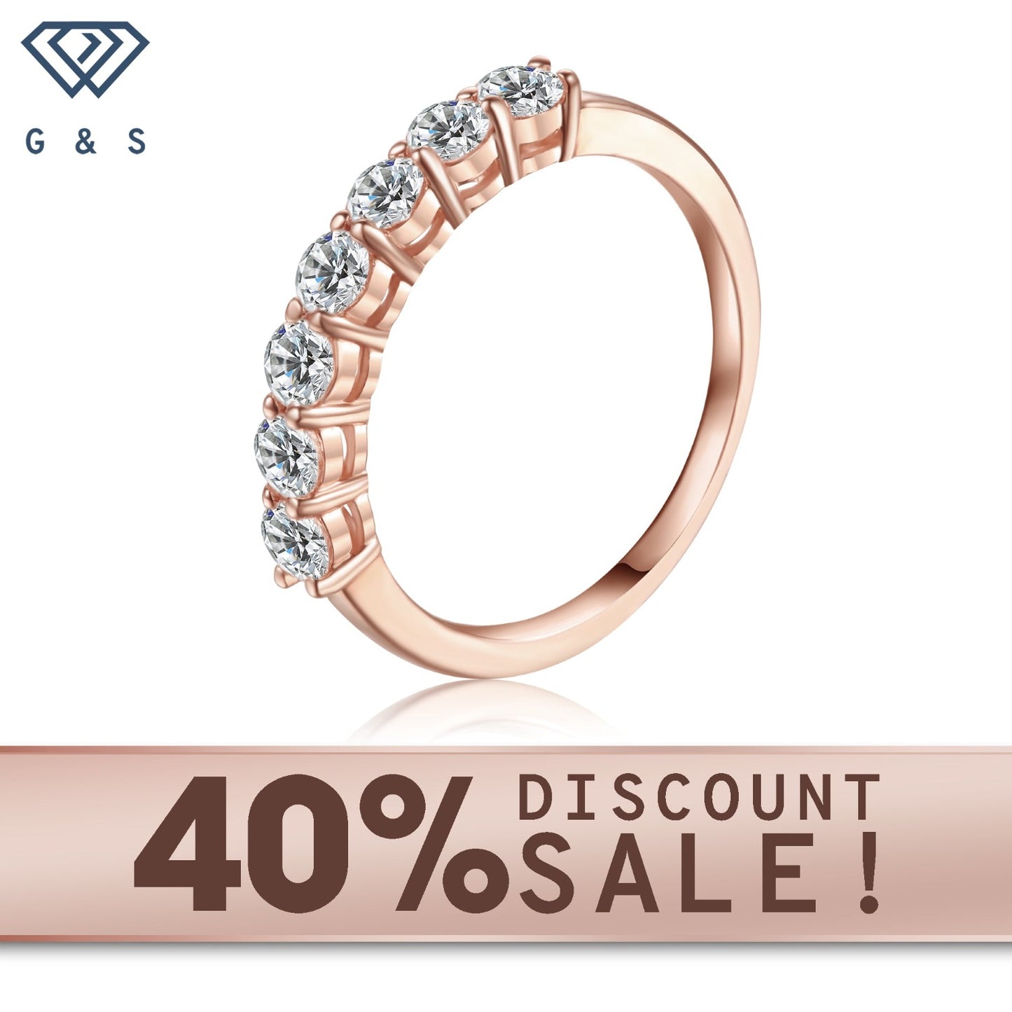 7-stone half eternity wedding band set in 9ct rose gold.