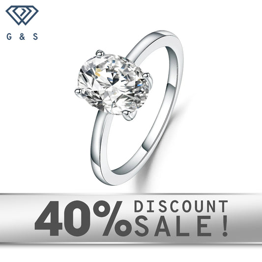 Classic 4 Claw Oval Solitaire 1.00ct Moissanite Engagement Ring Set in 9ct White Gold