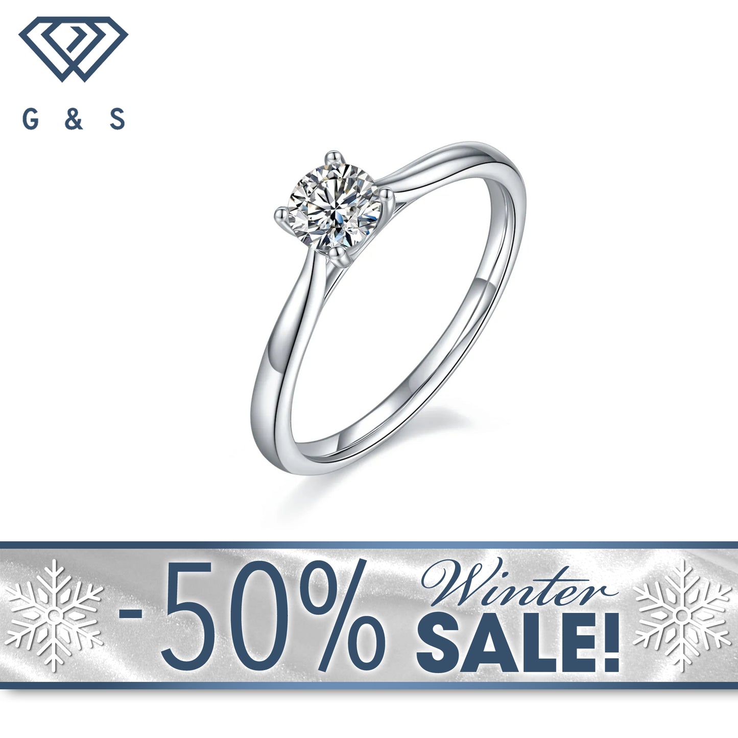 Classic 4 Claw Solitaire 0.50ct Moissanite Engagement Ring - Winter Sale