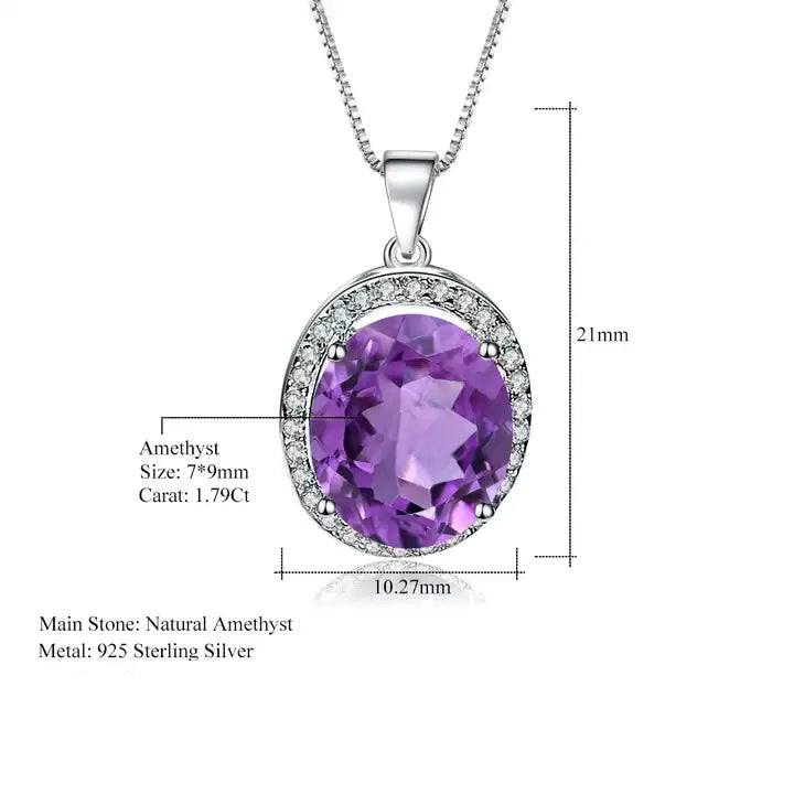 Classic Amethyst Halo Pendant