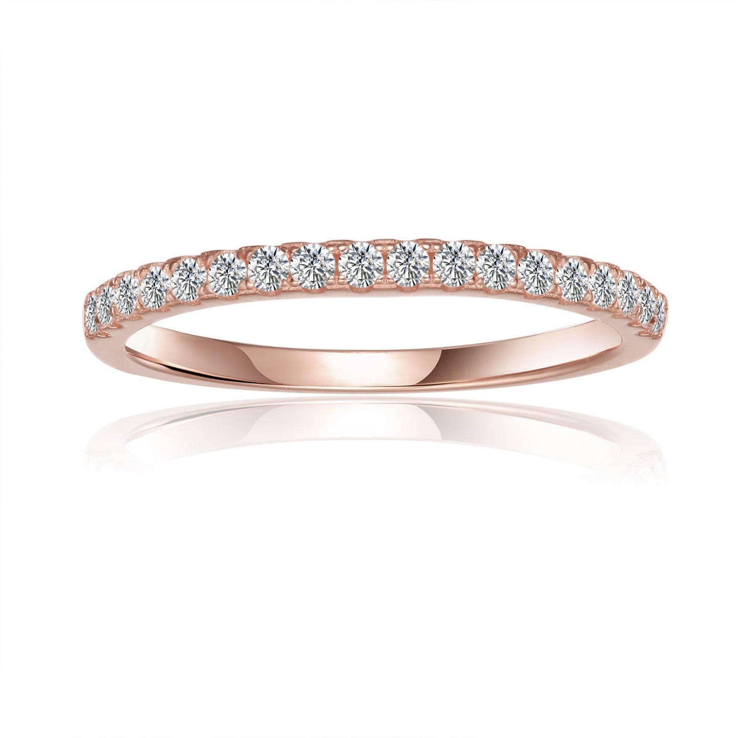 Classic Moissanite Wedding Band Set in 9ct Rose Gold