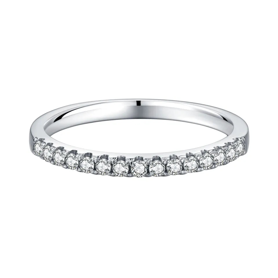 Classic Moissanite Wedding Band Set in 9ct White Gold