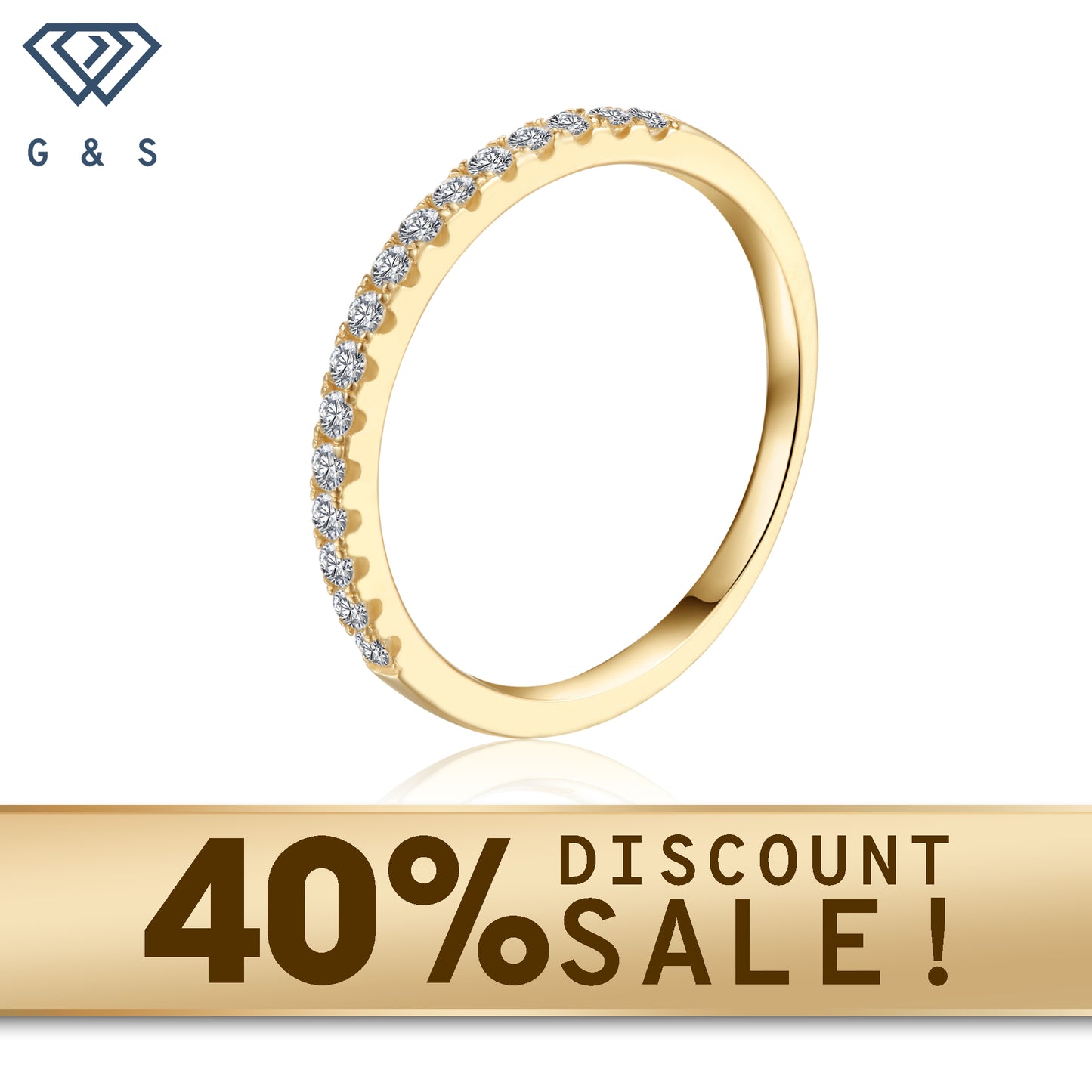 Classic Moissanite Wedding Band Set in 9ct Yellow Gold