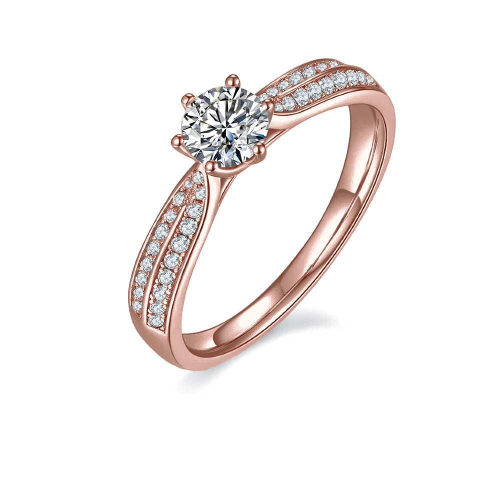 Classic Pave 0.50ct Moissanite Engagement Ring Set in Sterling Silver - Winter Sale