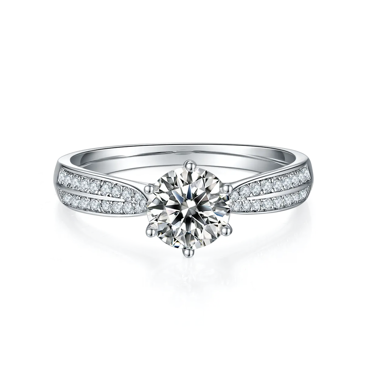 Classic Pave 1.00ct Moissanite Engagement Ring Set in Sterling Silver - Winter Sale