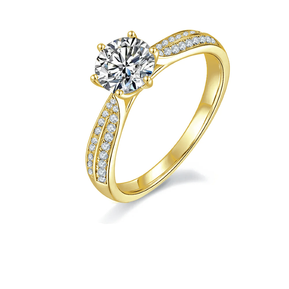 Classic Pave 1.00ct Moissanite Engagement Ring Set in Sterling Silver - BLACKFRIDAY