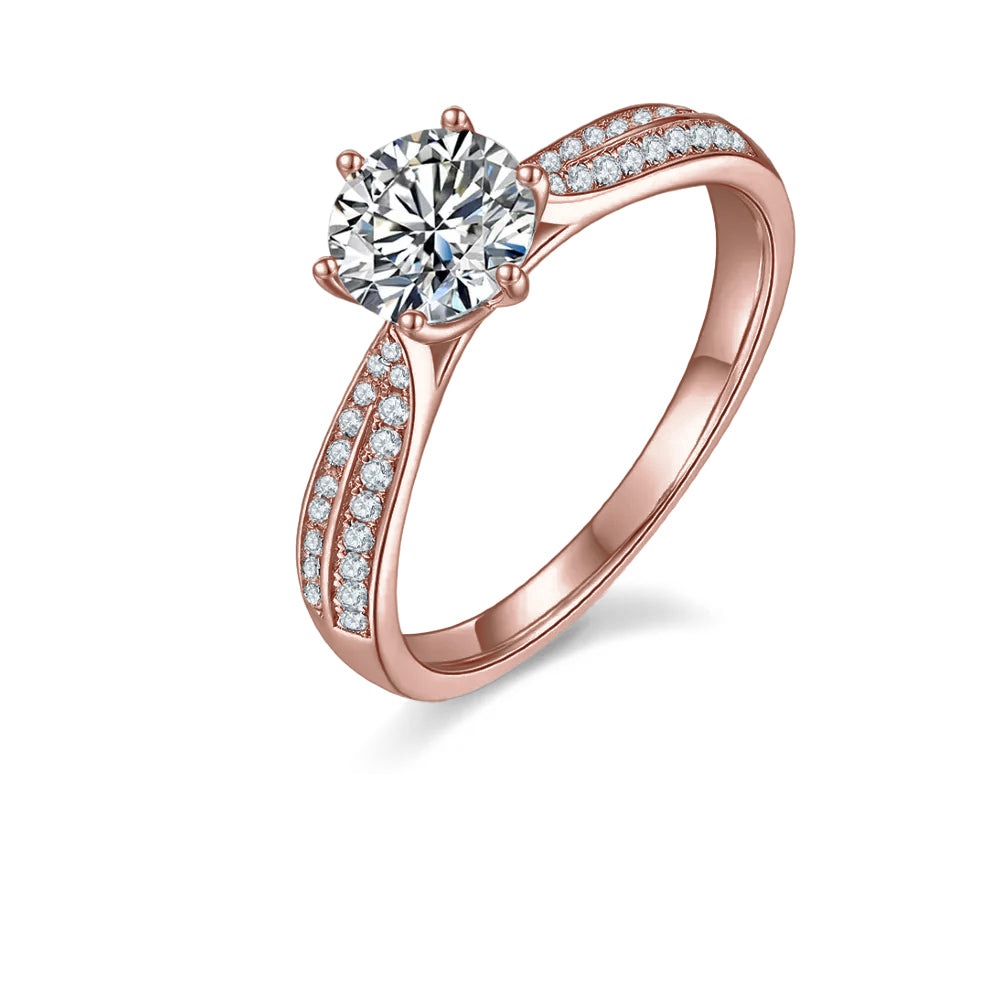 Classic Pave 1.00ct Moissanite Engagement Ring Set in Sterling Silver - Winter Sale