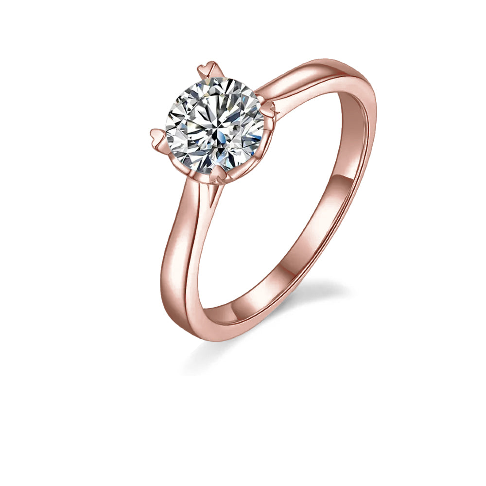 Classic Solitaire 4 Heart Shaped Claws 1.00ct Moissanite Engagement Ring Set in Sterling Silver - BLACKFRIDAY