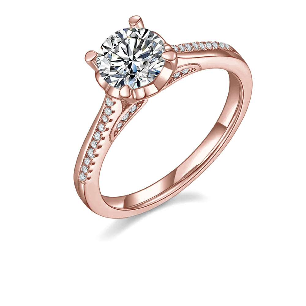 Delicate Modern 1.00ct Moissanite Engagement Ring Set in Sterling Silver - BLACKFRIDAY