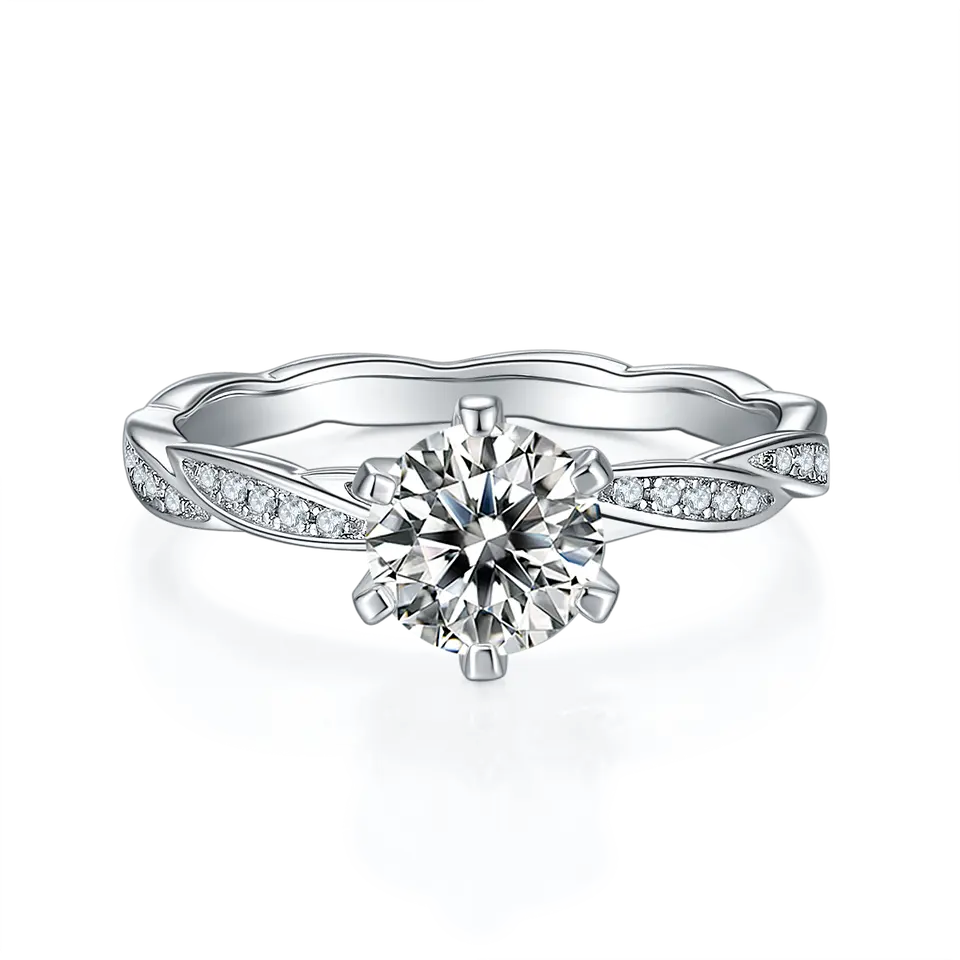 Delicate Vintage  1.00ct Moissanite Engagement Ring Set in Sterling Silver