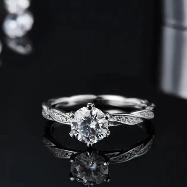 Delicate Vintage  1.00ct Moissanite Engagement Ring Set in Sterling Silver