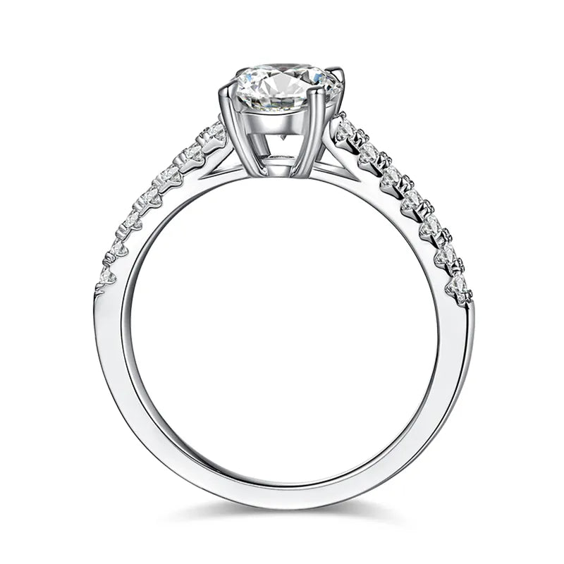 Elegant 1.00ct Round Brilliant Moissanite Engagement Ring Set in Sterling Silver - BLACKFRIDAY