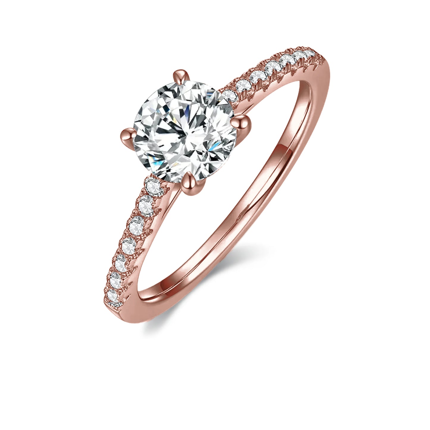 Elegant 1.00ct Round Brilliant Moissanite Engagement Ring Set in Sterling Silver - BLACKFRIDAY