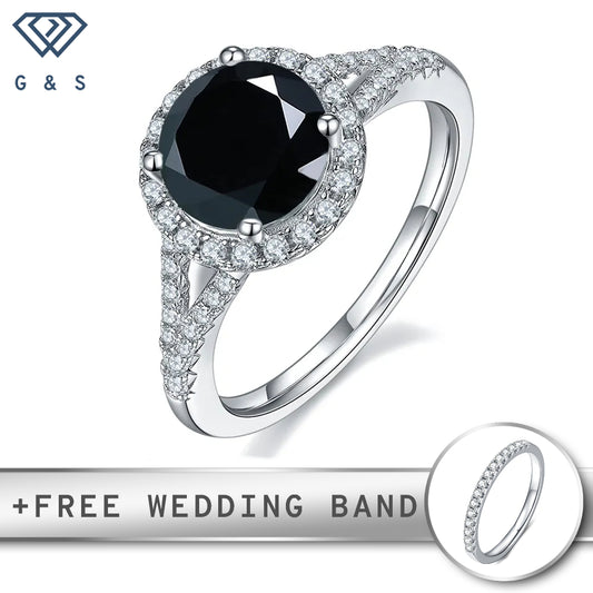 Elegant 2.00ct Black Halo Moissanite Engagement Ring
