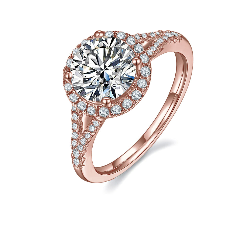 Elegant 2.00ct Halo Moissanite Engagement Ring - BLACKFRIDAY