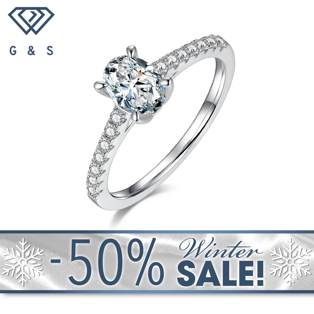 Elegant Basket Set 1.00ct Oval Cut Moissanite Engagement Ring - Winter Sale