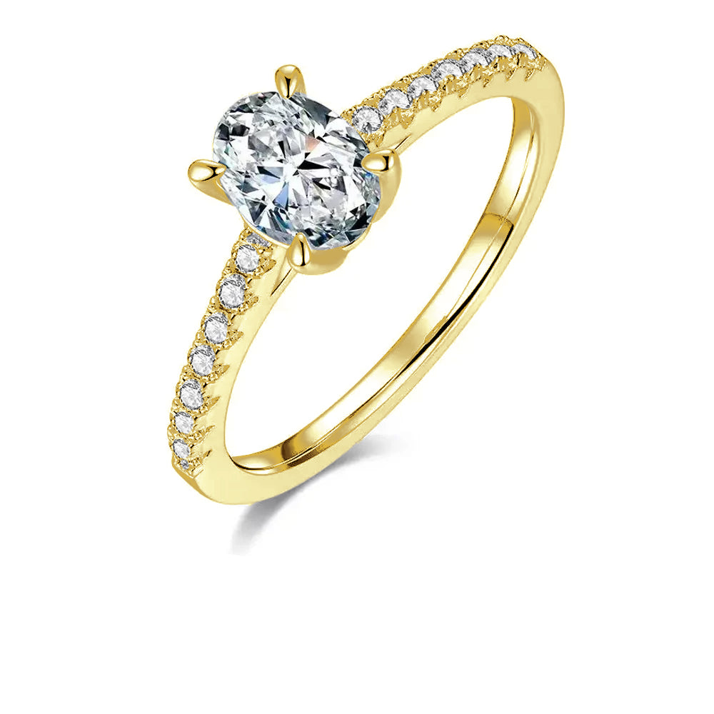 Elegant Basket Set 1.00ct Oval Cut Moissanite Engagement Ring - Winter Sale