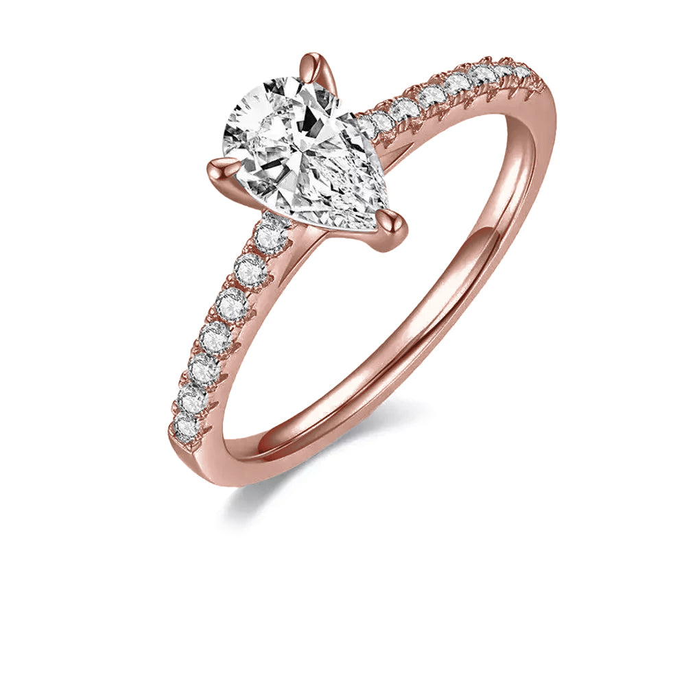 Elegant Basket Set 1.00ct Pear Shape Moissanite Engagement Ring - BLACKFRIDAY