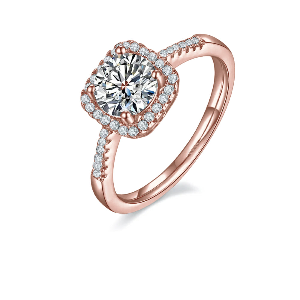 Elegant Halo 1.00ct Moissanite Engagement Ring Set in Sterling Silver - BLACKFRIDAY