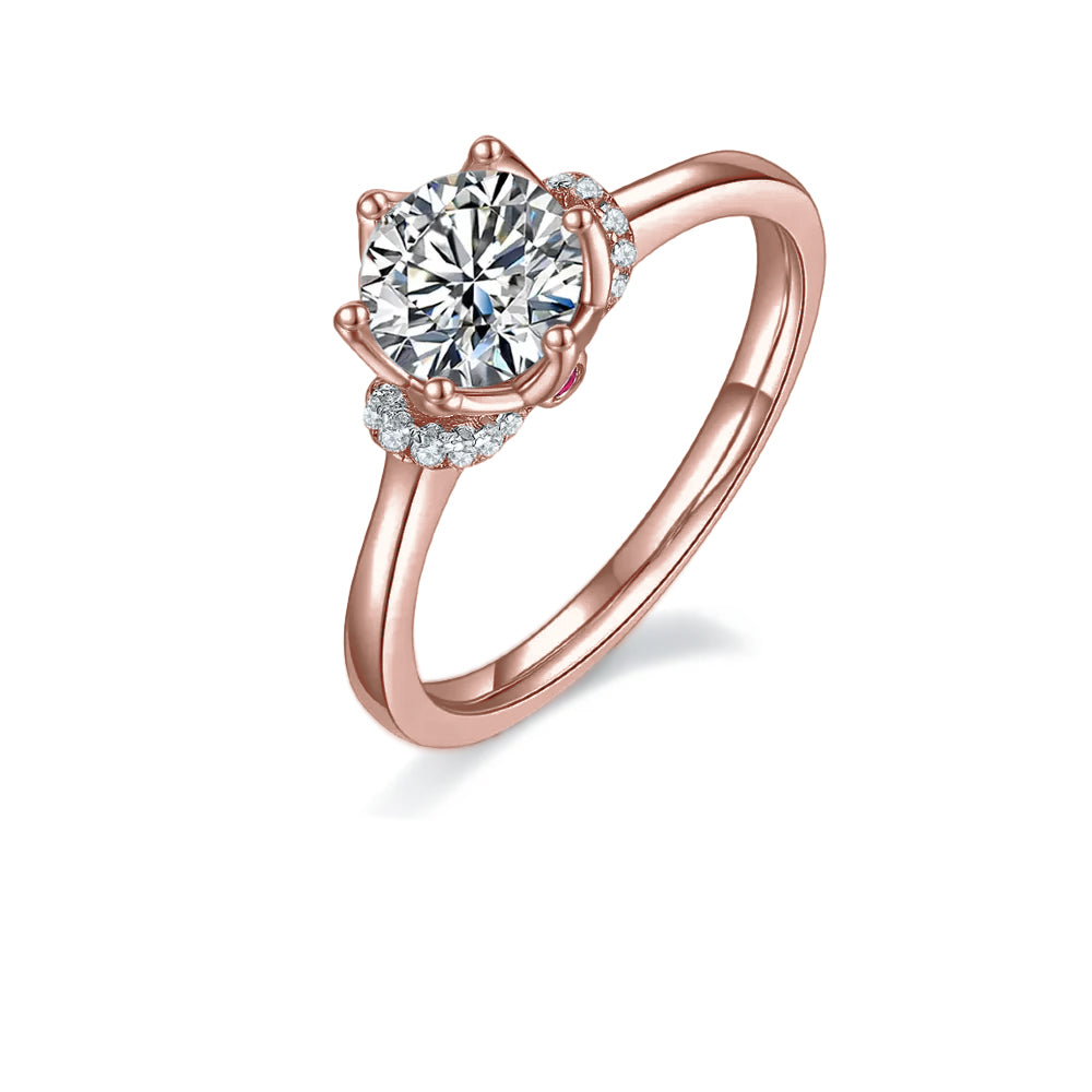 Exquisite Floral 1.00ct Moissanite Engagement Ring Set in Sterling Silver - BLACKFRIDAY