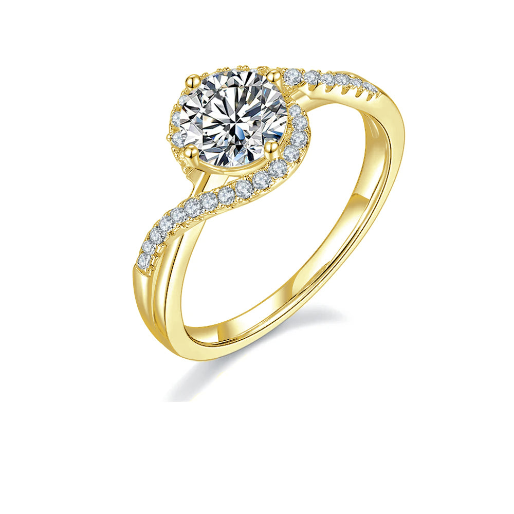 Exquisite Halo 1.00ct Moissanite Engagement Ring Set in Sterling Silver - BLACKFRIDAY