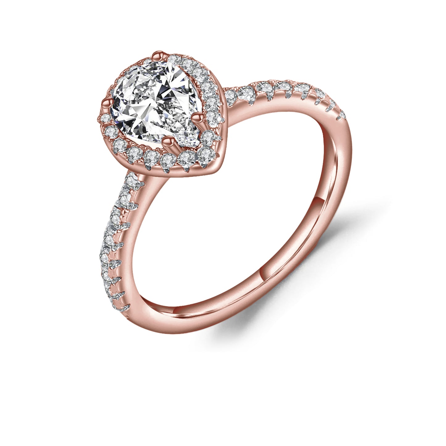 Pear Shape Halo 1.25ct Moissanite Engagement Ring Set in Sterling Silver - BLACKFRIDAY