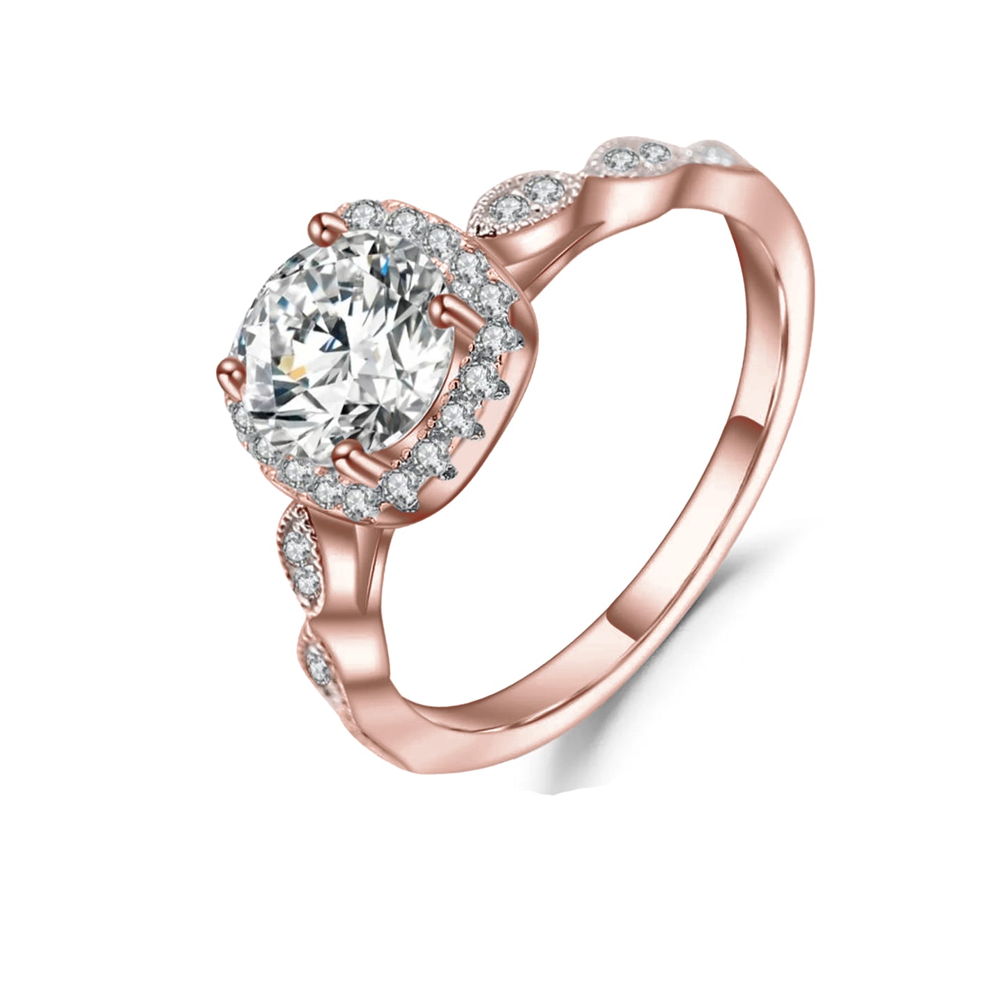 Vintage Halo 1.00ct Moissanite Engagement Ring Set In Sterling Silver - BLACKFRIDAY