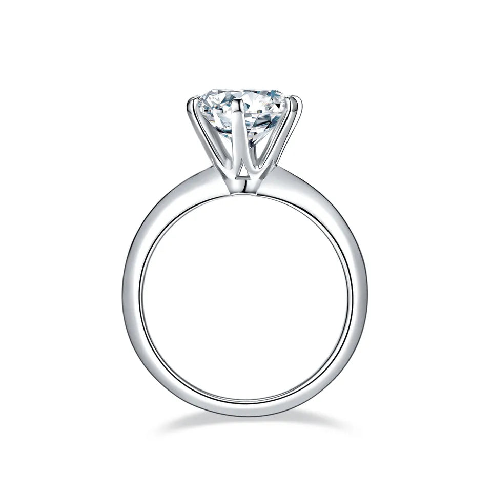 Aletté Winckler - Solitaire Tiffany 6 Claw Setting 3.00ct Moissanite Engagement Ring Set 9ct White Gold