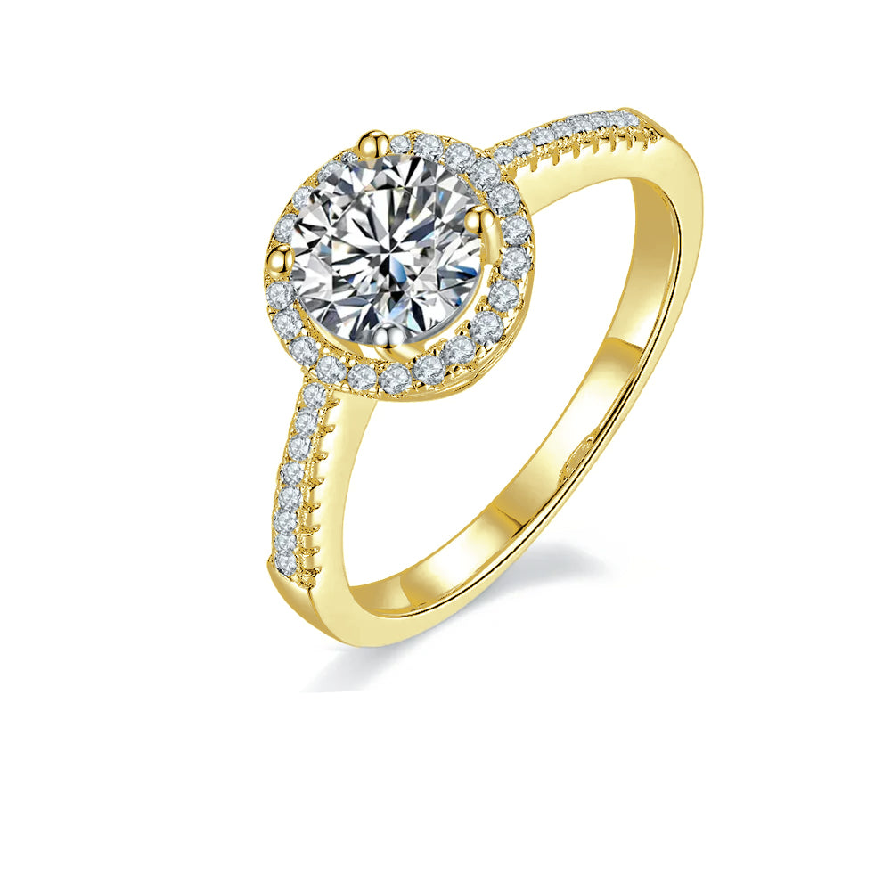 Halo Of Hearts 1.00ct Moissanite Engagement Ring Set in Sterling Silver - BLACKFRIDAY