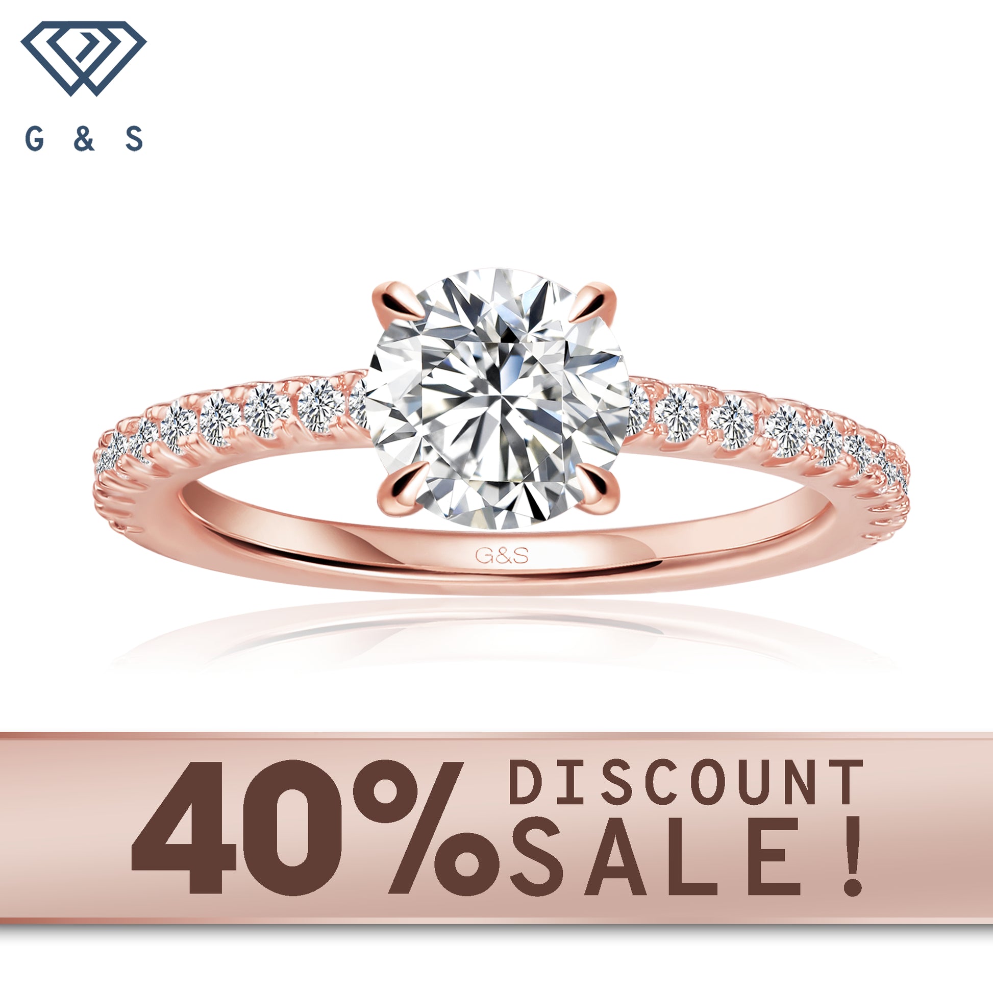 Hidden Elegance round brilliant moissanite engagement ring in 9ct rose gold.