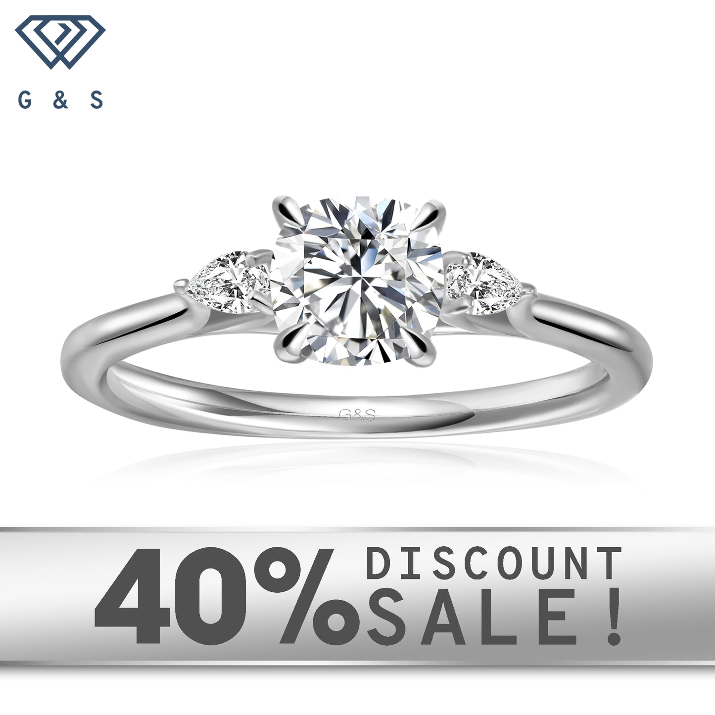 Infinite Love Trilogy cushion cut moissanite engagement ring set in 9ct white gold.