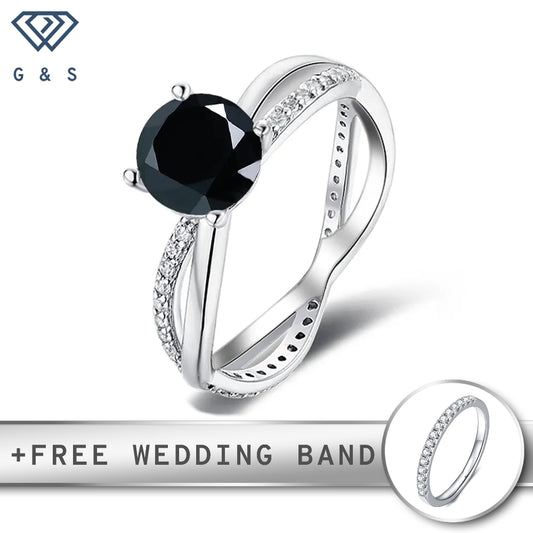 Infinity 1.00ct Black Moissanite Engagement Ring Set in Sterling Silver