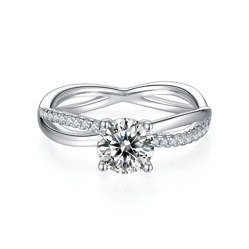 Infinity 1.00ct Moissanite Engagement Ring Set in Sterling Silver