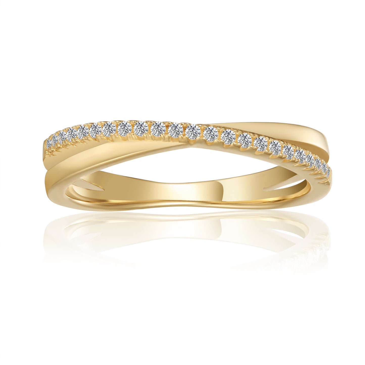 Infinity Moissanite Wedding Band Set in 9ct Yellow Gold