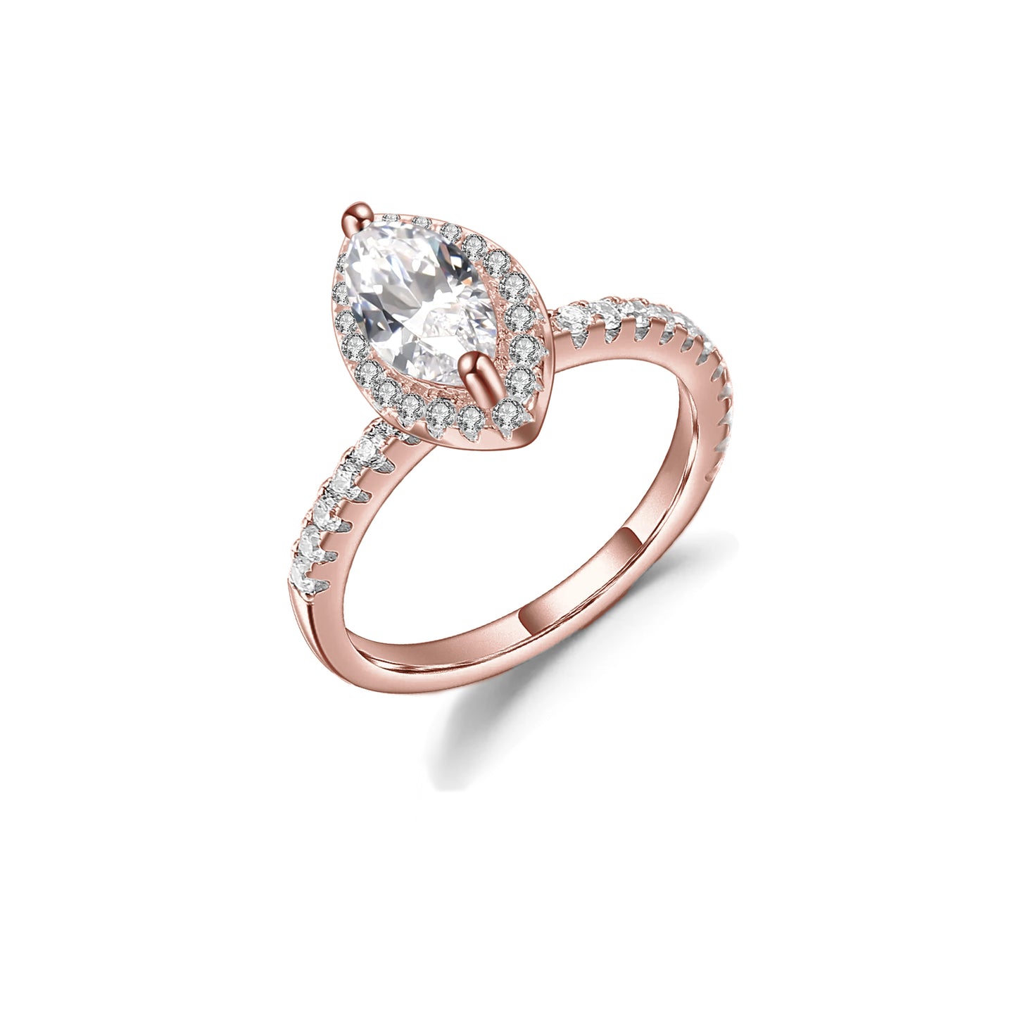 Marquise Halo 1.00ct Moissanite Engagement Ring Set in Sterling Silver - BLACKFRIDAY