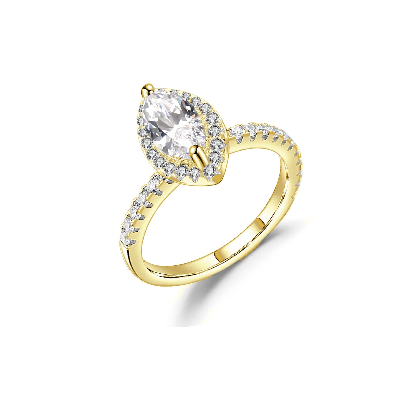Marquise Halo 1.00ct Moissanite Engagement Ring Set in Sterling Silver - Winter Sale