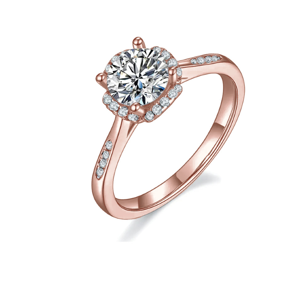 Modern Halo 1.00ct Moissanite Engagement Ring Set in Sterling Silver - BLACKFRIDAY