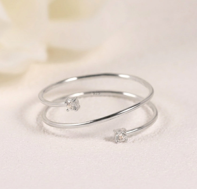 Moissanite Spiral Stacking Ring