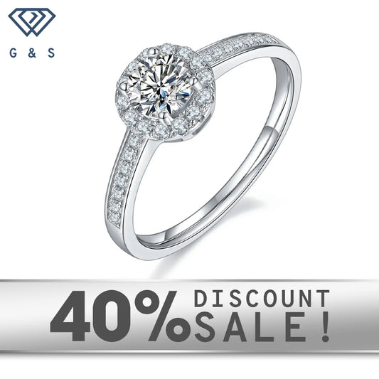 Pave Halo 0.50ct Moissanite Engagement Ring Set in 9ct White Gold