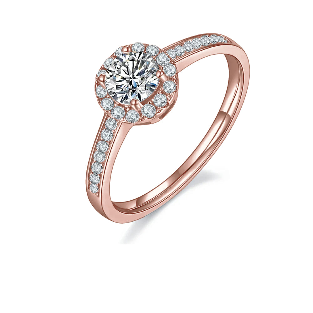 Pave Halo 0.50ct Moissanite Engagement Ring Set in Sterling Silver - BLACKFRIDAY