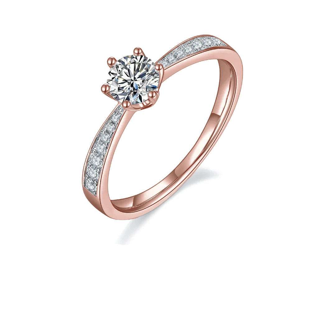 Pave Tiffany 6 Claw Setting 0.50ct Moissanite Engagement Ring Set in Sterling Silver - Winter Sale