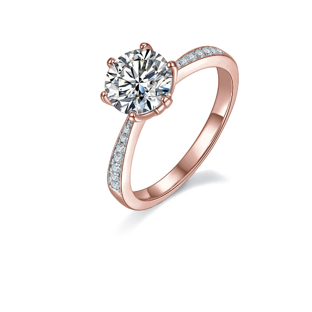 Pave Tiffany 6 Claw Setting 1.50ct Moissanite Engagement Ring Set in Sterling Silver - BLACKFRIDAY