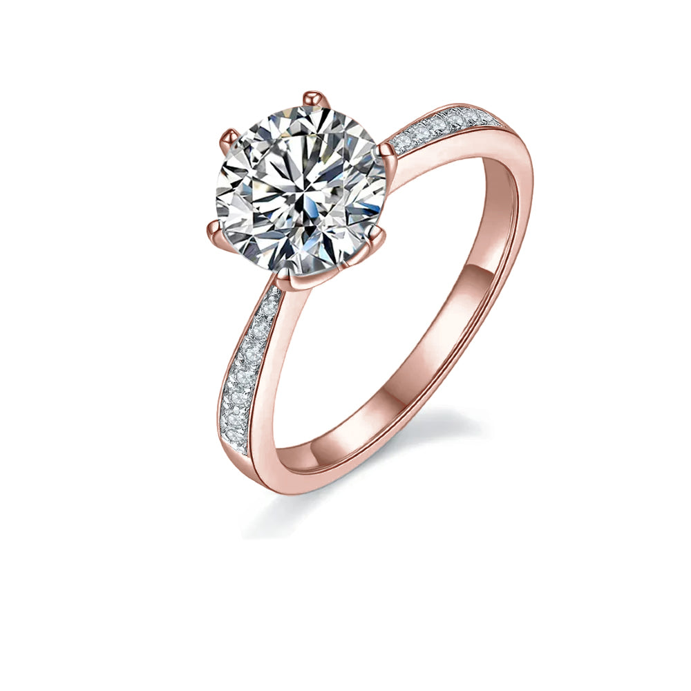 Pave Tiffany 6 Claw Setting 2.00ct Moissanite Engagement Ring Set in Sterling Silver - BLACKFRIDAY