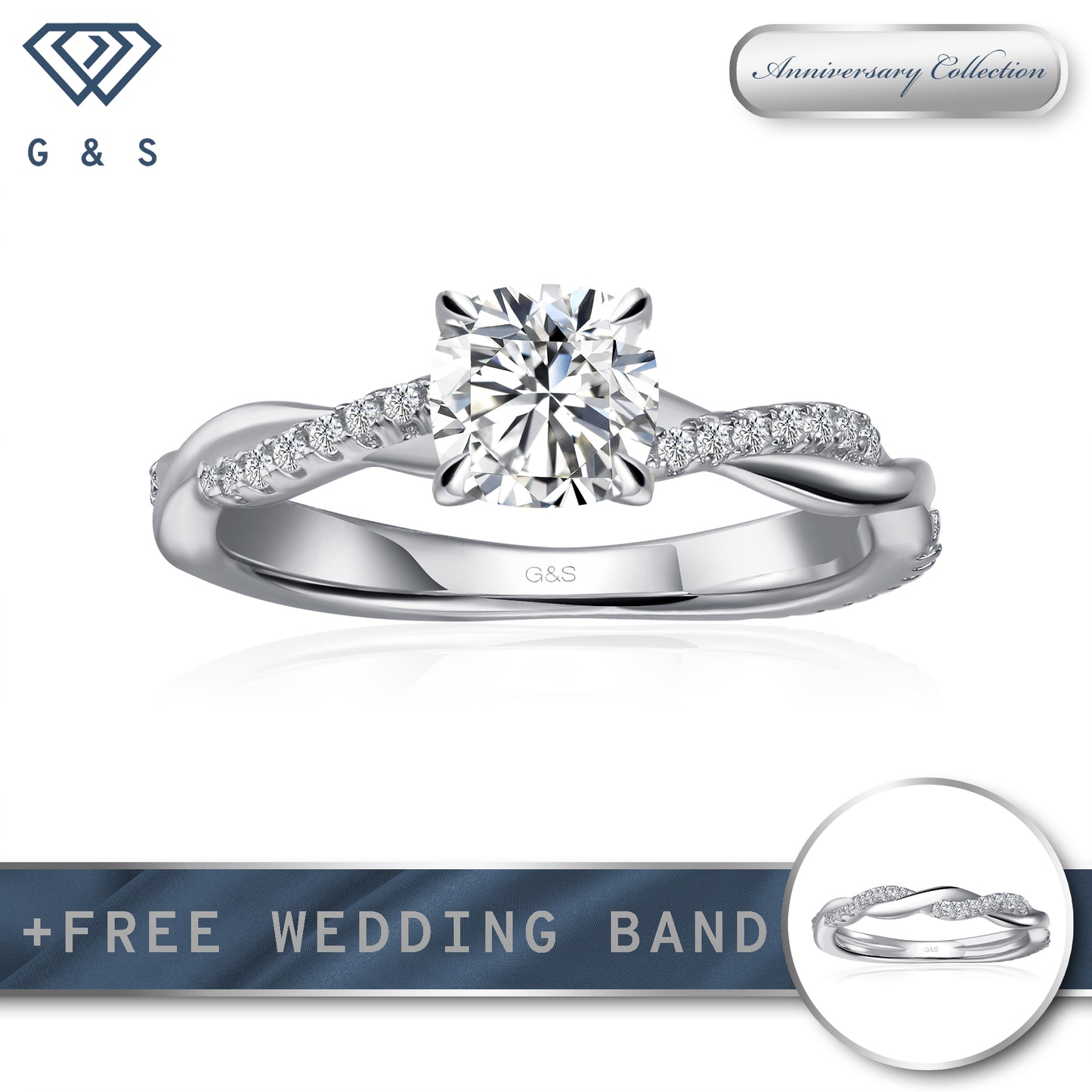 Timeless Infinity Cushion Cut Moissanite Engagement Ring
