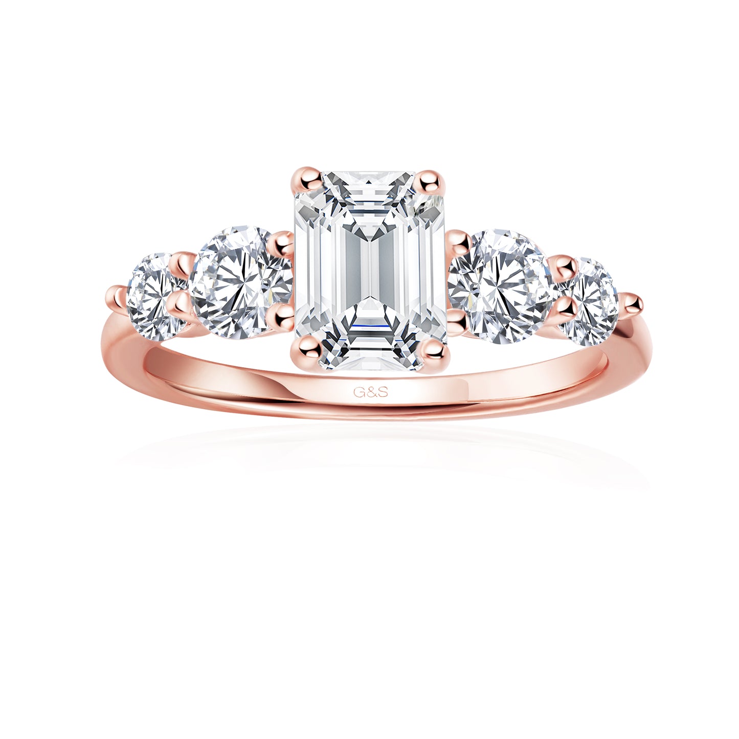 Eternal Brilliance Five-Stone Emerald Cut Moissanite Engagement Ring - BLACKFRIDAY