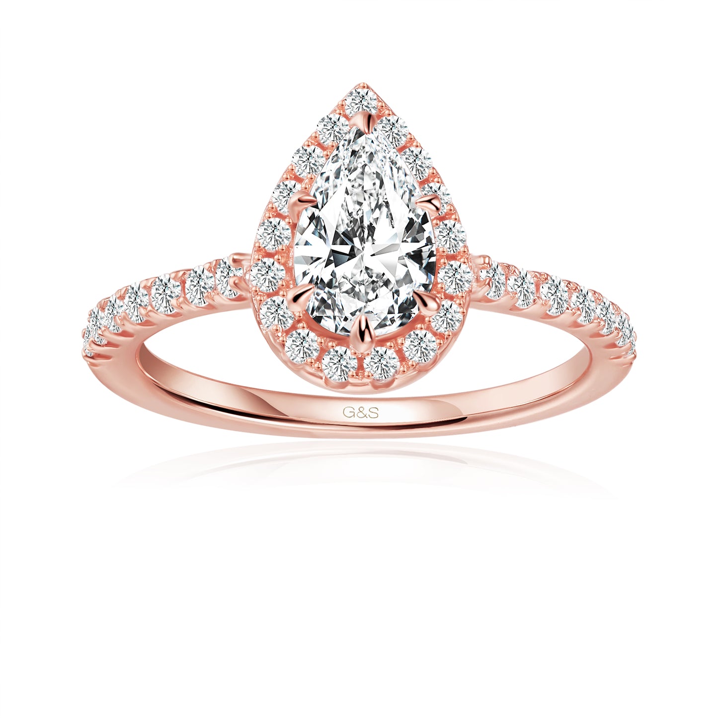Forever Classic Halo Pear Shape Moissanite Engagement Ring - BLACKFRIDAY