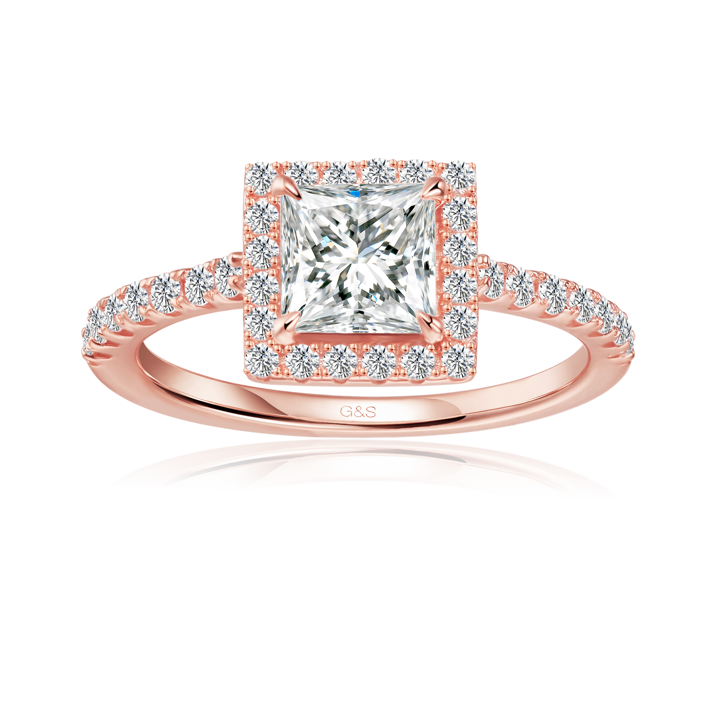 Forever Classic Halo Princess Cut Moissanite Engagement Ring - BLACKFRIDAY