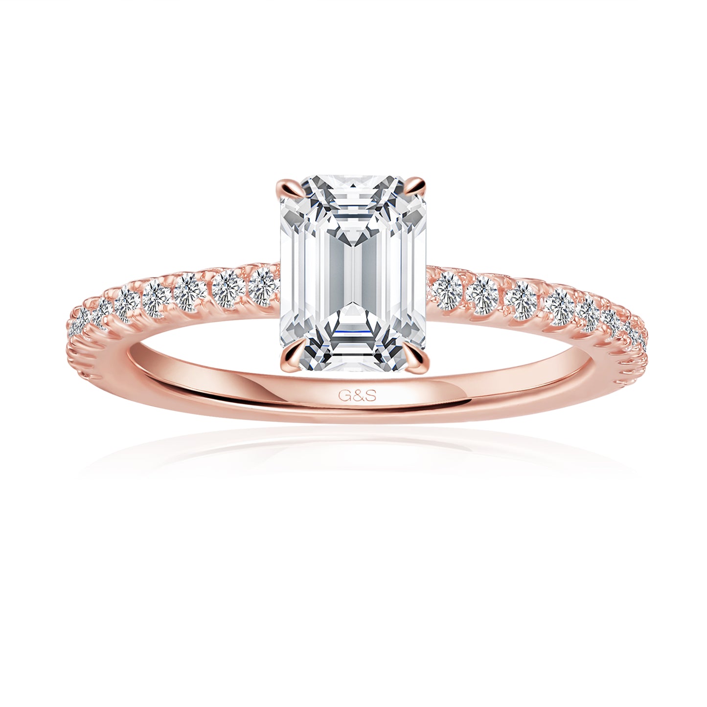 Hidden Elegance Emerald Cut Moissanite Engagement Ring - BLACKFRIDAY