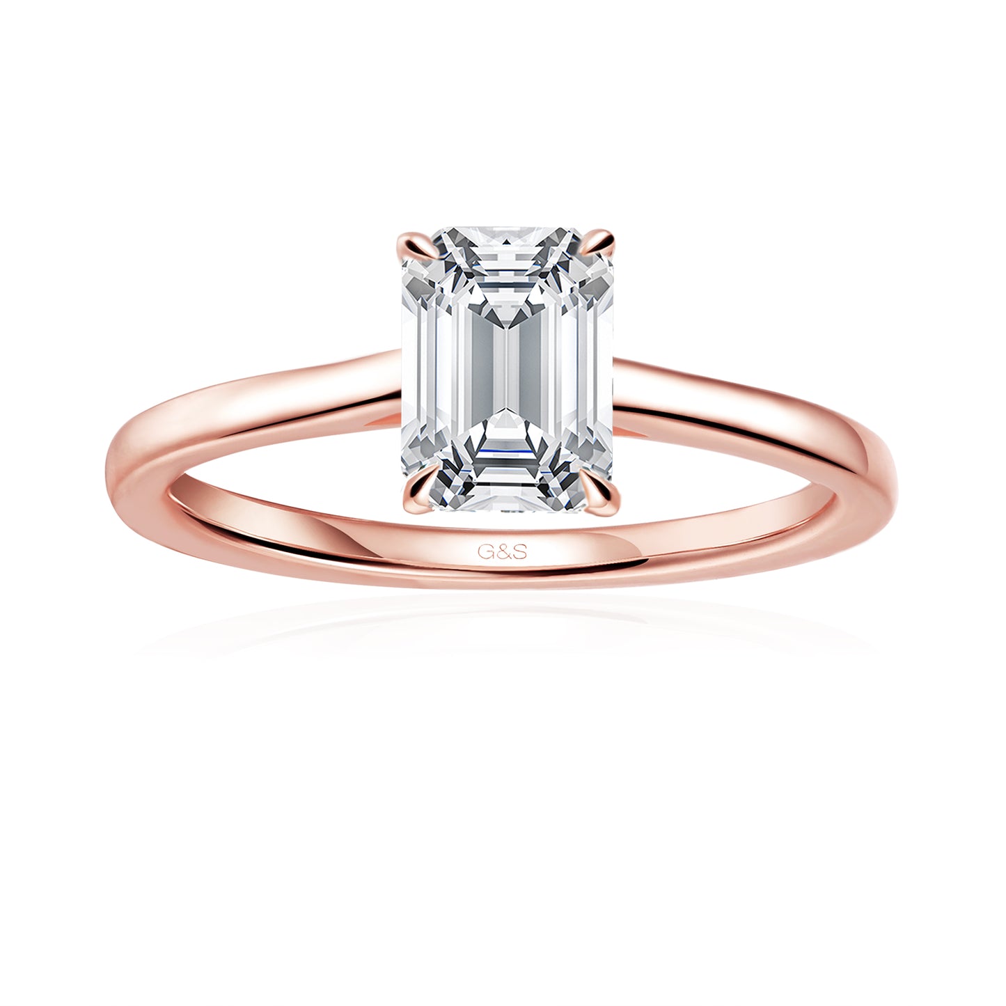 Secret Sparkle Hidden Halo Emerald Cut Moissanite Engagement Ring - BLACKFRIDAY